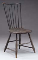 Appraisal: ANTIQUE WINDSOR ROD BACK SIDE CHAIR WITH GRAY PAINT Six