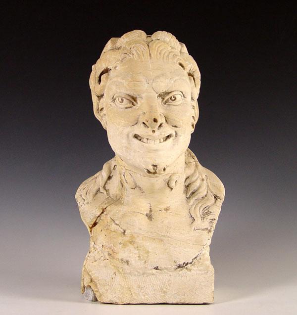 Appraisal: EARLY TH C GARDEN PARTIAL STATUE HEAD HEAD OF PAN