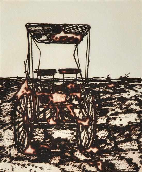 Appraisal: Sidney Nolan - Old Cart and Drought etching x cm