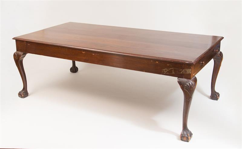 Appraisal: GEORGE III STYLE MAHOGANY WRITING TABLE With two end drawers