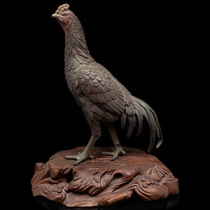 Appraisal: A Patinated-Bronze Okimono of a Cockerel BY MASATSUNE MEIJI PERIOD