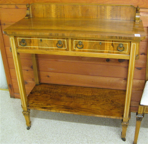 Appraisal: BURL WALNUT SERVING STAND from the John Breuner Furniture Co