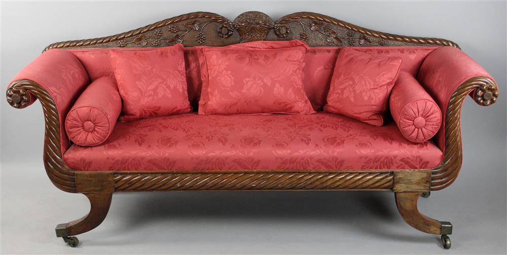 Appraisal: AMERICAN CLASSICAL CARVED SOFA SCHOOL OF SAMUEL MCINTIRE SALEM MA