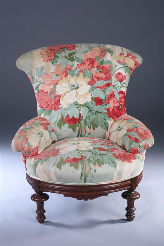 Appraisal: RENAISSANCE REVIVAL WALNUT CHILD'S SLIPPER CHAIR th century with floral