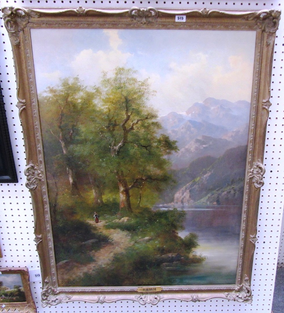 Appraisal: O Halm th th century Lake scenes a pair oil