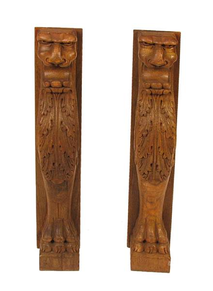 Appraisal: A pair of Renaissance Revival oak corbels height in