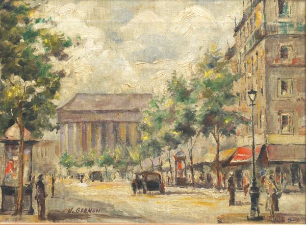 Appraisal: V GERNON FRENCH TH CENTURY x Parisian street scene Oil