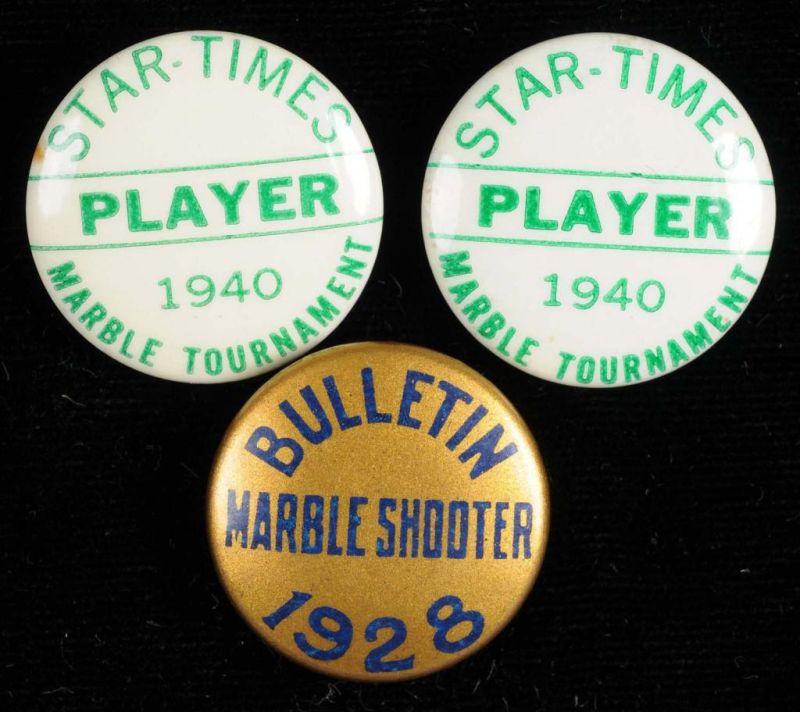 Appraisal: Lot of Marbles Metal Tournament Buttons Description Two are dated