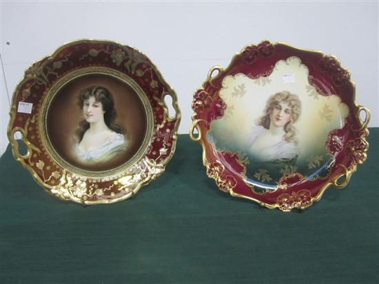 Appraisal: TWO PORTRAIT PORCELAIN CABINET PLATES One Royal Vienna Amicitia with