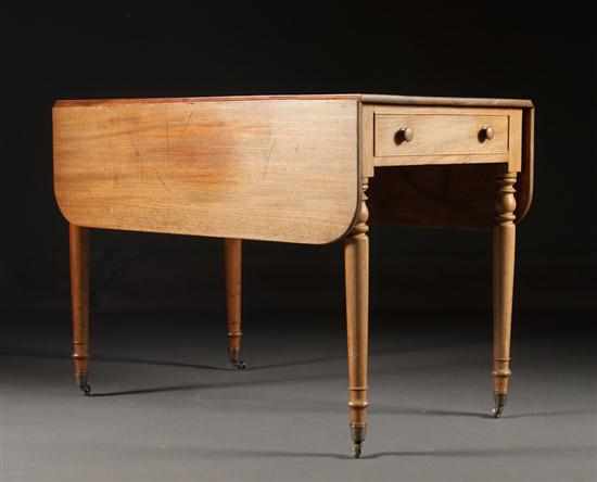 Appraisal: William IV mahogany drop leaf table circa single drawer in