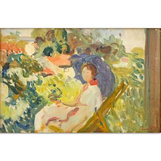 Appraisal: Possibly Louis Valtat - Oil on panel Girl In The