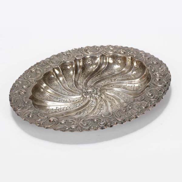 Appraisal: Continental silver repousse and hand chased bowl Marked with a