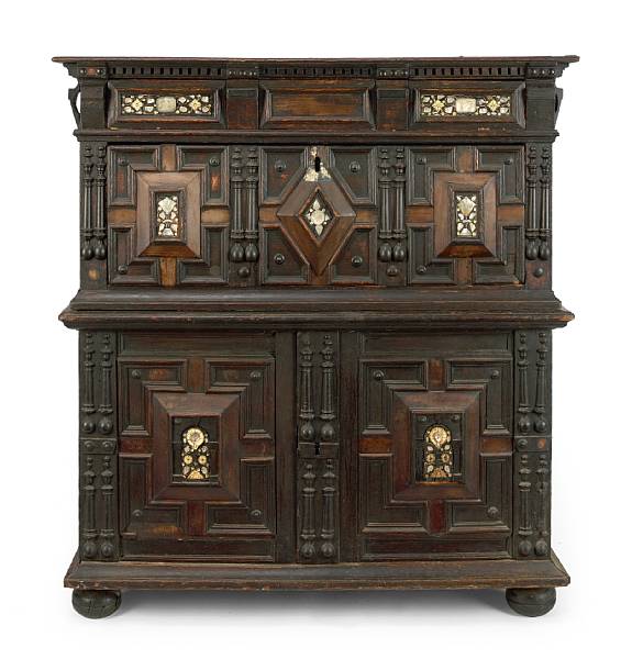 Appraisal: A Commonwealth period shell and ivory inlaid oak chest circa