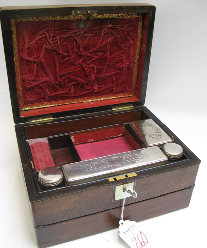 Appraisal: BRITISH VICTORIAN ROSEWOOD TRAVEL LAP DESK the tray fitted with