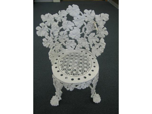 Appraisal: Cast Iron Garden Chair grape vine decor