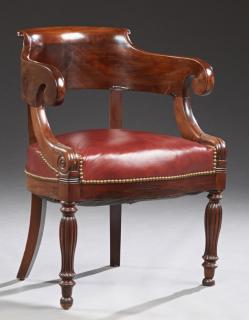 Appraisal: English Mahogany Empire Armchair th c the bar English Mahogany