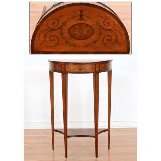 Appraisal: Edwards Roberts inlaid satinwood demilune table Late th th c