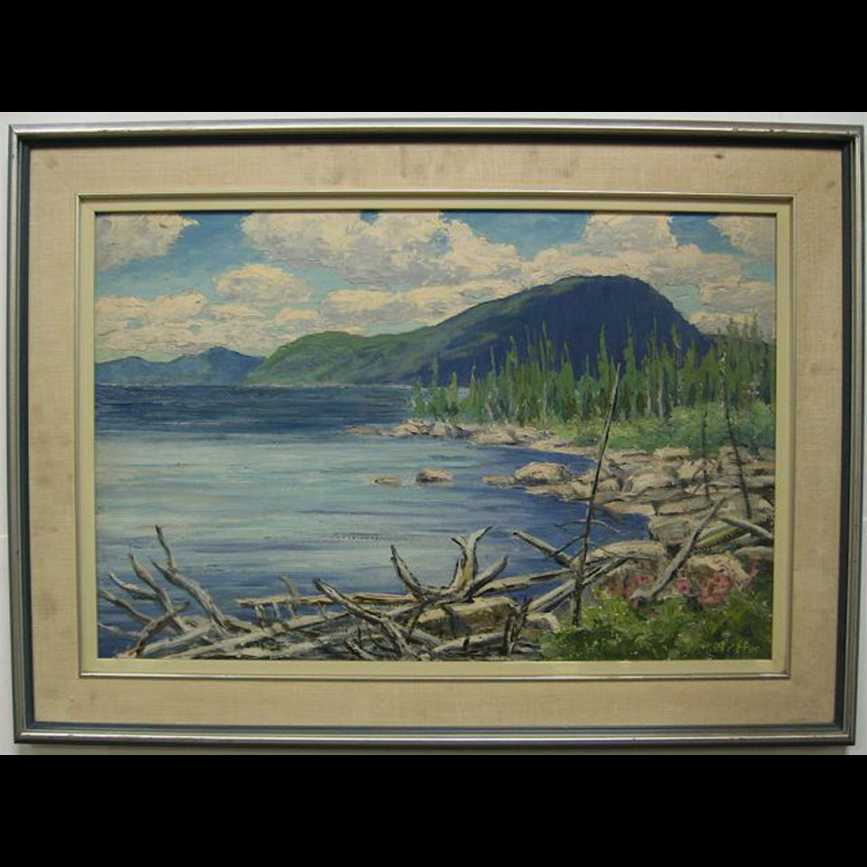 Appraisal: GORDON EDWARD PFEIFFER - CANADIAN SHORLELINE WITH DRIFTWOOD OIL ON