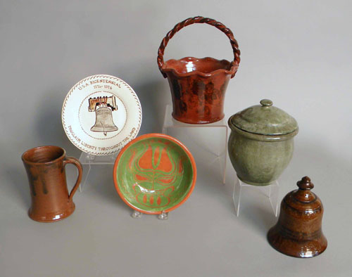 Appraisal: Six pcs of contemporary redware to include Stahl bell Seagreaves