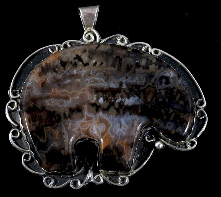 Appraisal: Sterling Silver and Agate Large Bear Pendant Featured in this