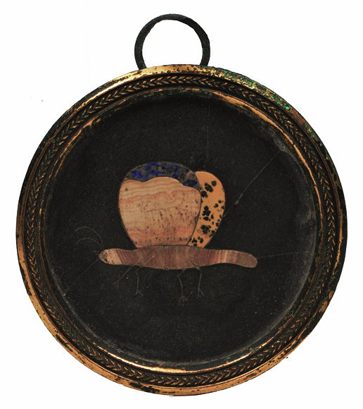 Appraisal: A SMALL TH CENTURY CIRCULAR PIETRA DURA PICTURE DEPICTING A