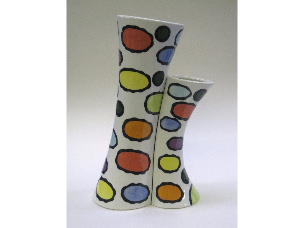 Appraisal: Lorna Bailey twin vase with bold spot decoration