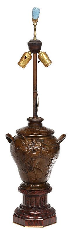 Appraisal: Henri Honore Pl Patinated Bronze Oil Lamp French - art