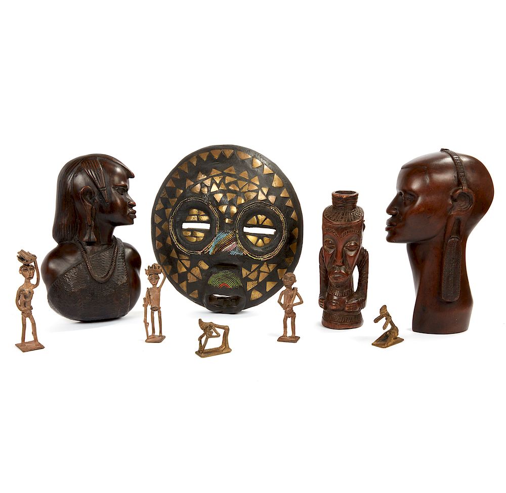 Appraisal: African Mask Wall Mount Bust and a Head a Kuba