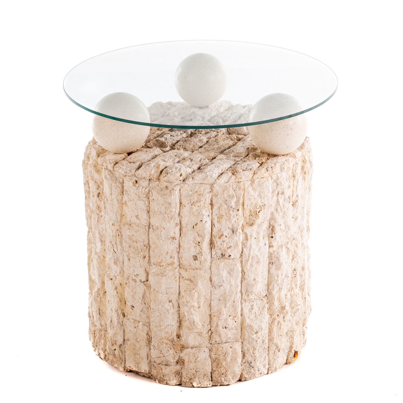 Appraisal: POST MODERN TESSELLATED STONE SIDE TABLE Stone cylindrical base with