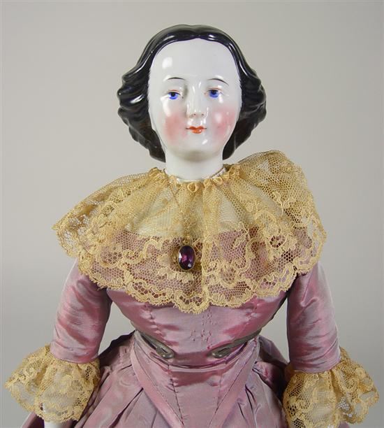 Appraisal: Early Jenny Lind China Doll Circa 's China portrait shoulderhead