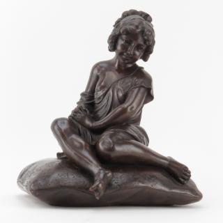 Appraisal: After Auguste Moreau French - Girl on Pillow Bronze Sculpture