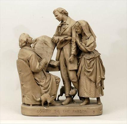 Appraisal: John Rogers Plaster Figure Group Coming to the Parson x