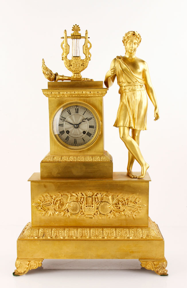 Appraisal: - th C Empire Clock th century Empire clock gilt