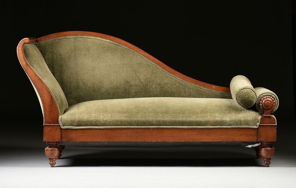 Appraisal: A BIEDERMEIER VELVET UPHOLSTERED FRUITWOOD RECAMIER CIRCA A BIEDERMEIER VELVET