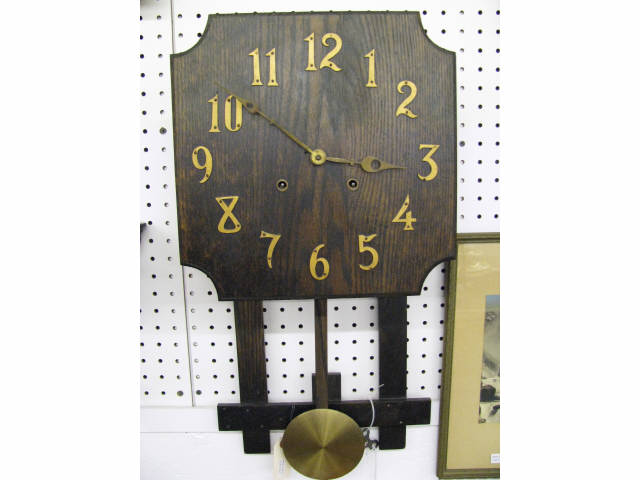 Appraisal: Oak Mission Style Wall Clock Arts Crafts era working