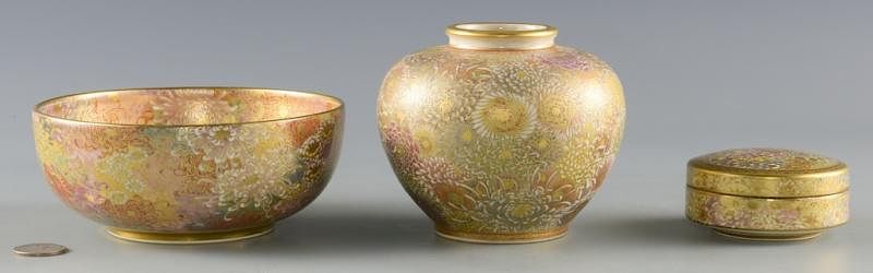 Appraisal: Japanese Satsuma Porcelain Items Japanese Satsuma porcelain items including a