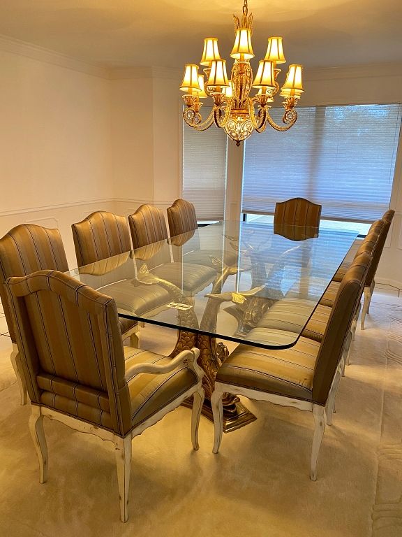 Appraisal: Brass Koi Fish Dining Room Table with Chairs Dining Room