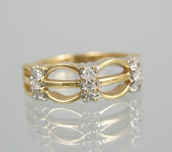 Appraisal: A Ladies' Diamond Band k yellow gold band with open