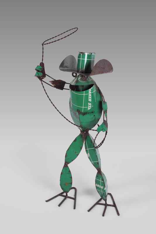 Appraisal: FOLK ART QUAKER STATE OIL CAN FROG SCULPTURE A unique