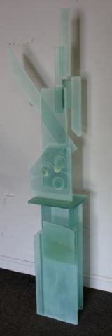 Appraisal: L Benjamin Frosted Glass Abstract Sculpture From a New York