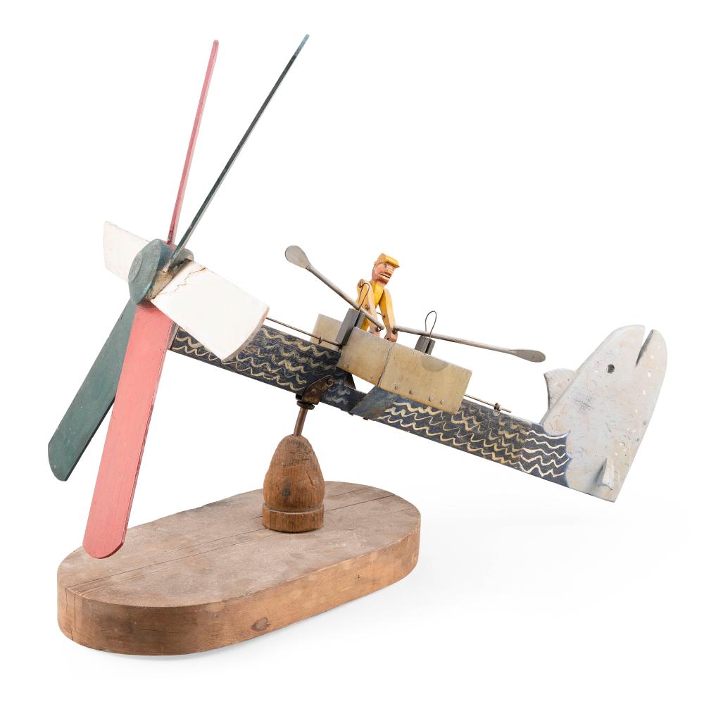 Appraisal: WHIRLIGIG IN THE FORM OF A MAN ROWING A DORY