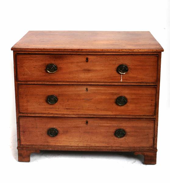 Appraisal: A Late George III mahogany three drawer chest height in