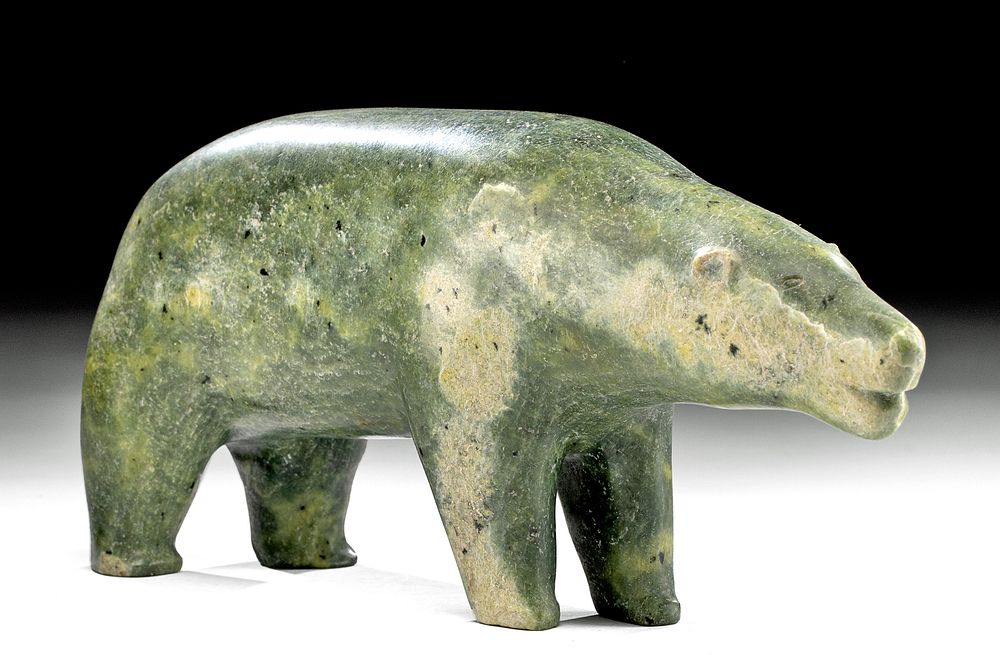 Appraisal: Large th C Inuit Green Soapstone Bear Northern Canada Inuit