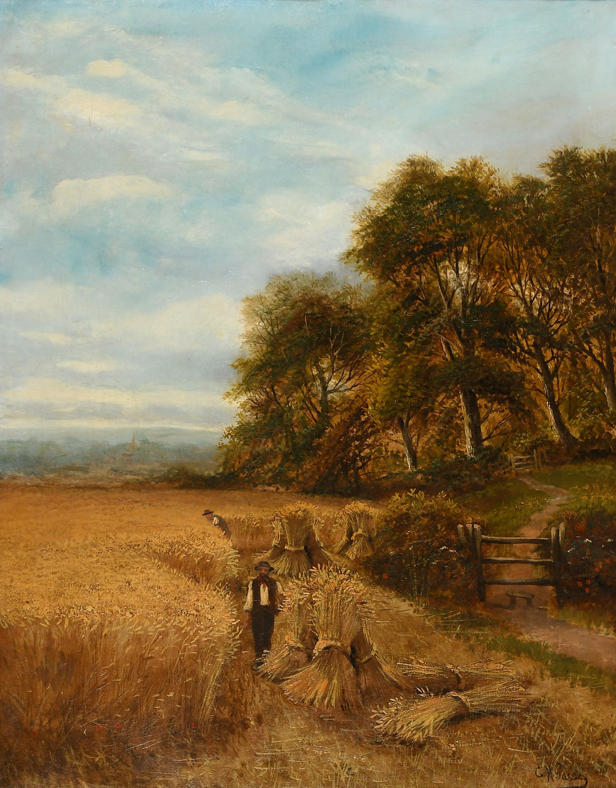 Appraisal: PASSEY Charles Henry British - Haying Scene Oil Canvas ''