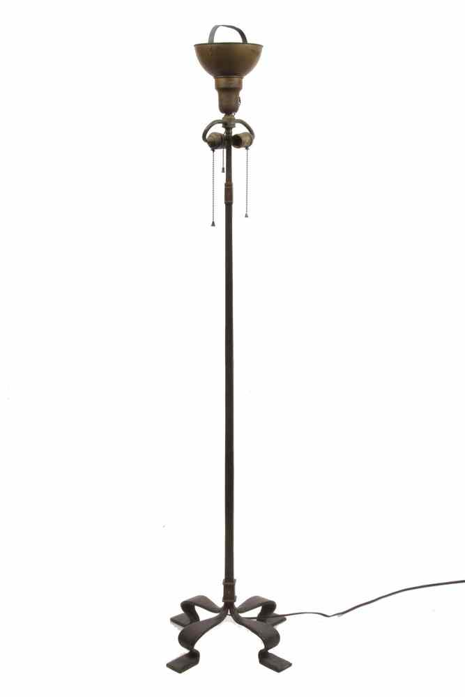 Appraisal: BRONZED WROUGHT IRON FLOOR LAMP - Modernist Bronzed Wrought Iron