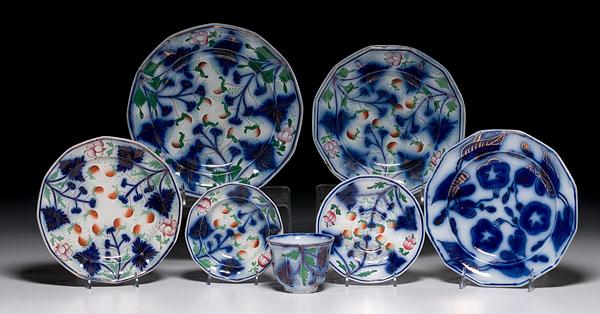 Appraisal: LOT OF GAUDY STRAWBERRY IRONSTONE PLUS seven pieces English th