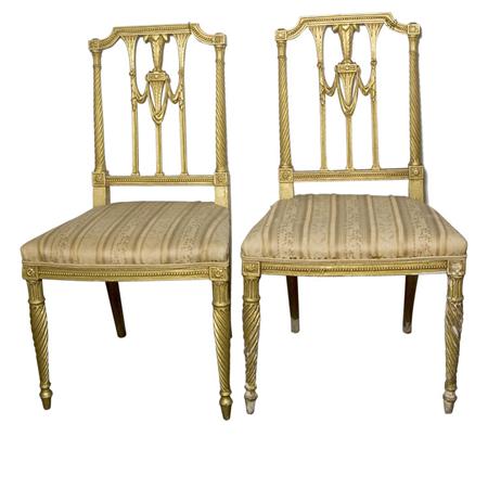 Appraisal: Pair of Louis XVI Style Gilt-Wood Side Chairs Estimate -