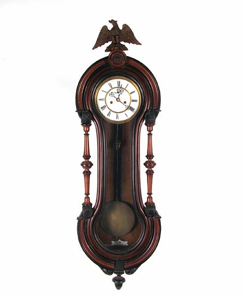 Appraisal: A Renaissance Revival partial ebonized wall clock height in