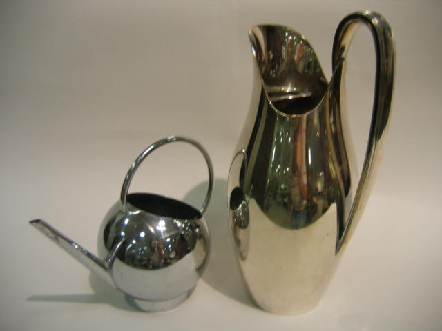 Appraisal: GORHAM PLATED SILVER PITCHER modernist form with handle YC pint