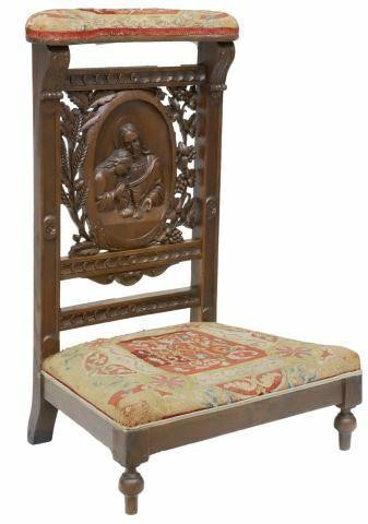 Appraisal: French prie-dieu prayer kneeler th c padded top rail and